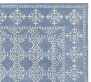 Trellis Blue Oriental Oushak 8'x10' Floral Hand-Tufted 100% Wool Area Rug Carpet - Picture 1 of 8