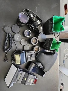 Vivitar 450/SLD Film Camera Multiple Lenses Flash Mount Lens Covers Not Tested - Picture 1 of 24
