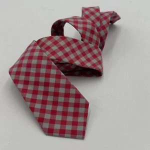 J. Crew CREWCUTS Red and Grey Gingham Check Cotton Boys Kids Necktie 42" - Picture 1 of 6