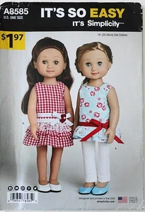 Simplicity 8585 Easy Doll Clothes Dress Top Leggings 18" Doll Sewing Pattern - Picture 1 of 1