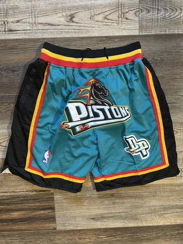 Detroit Pistons Summer City Teal Old School Basketball Team Shorts M-XL Cover