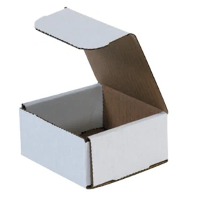 1-300 CHOOSE QUANTITY 4x4x2 Corrugated White Mailers Packing Boxes 4" x 4" x 2" - Picture 1 of 3