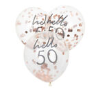 50th Birthday Party Supplies Rose Gold Confetti 'Hello 50' Latex Balloons 5 Pack