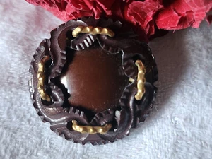 Collection gros bouton ancien marron avec"agrafes" en 2 parties 2,6 cm ref 5803 - Picture 1 of 4