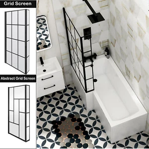 1700/1600/1500mm L Shaped Shower Bathtub Front & End Bath Panel Shower Screen - Picture 1 of 28