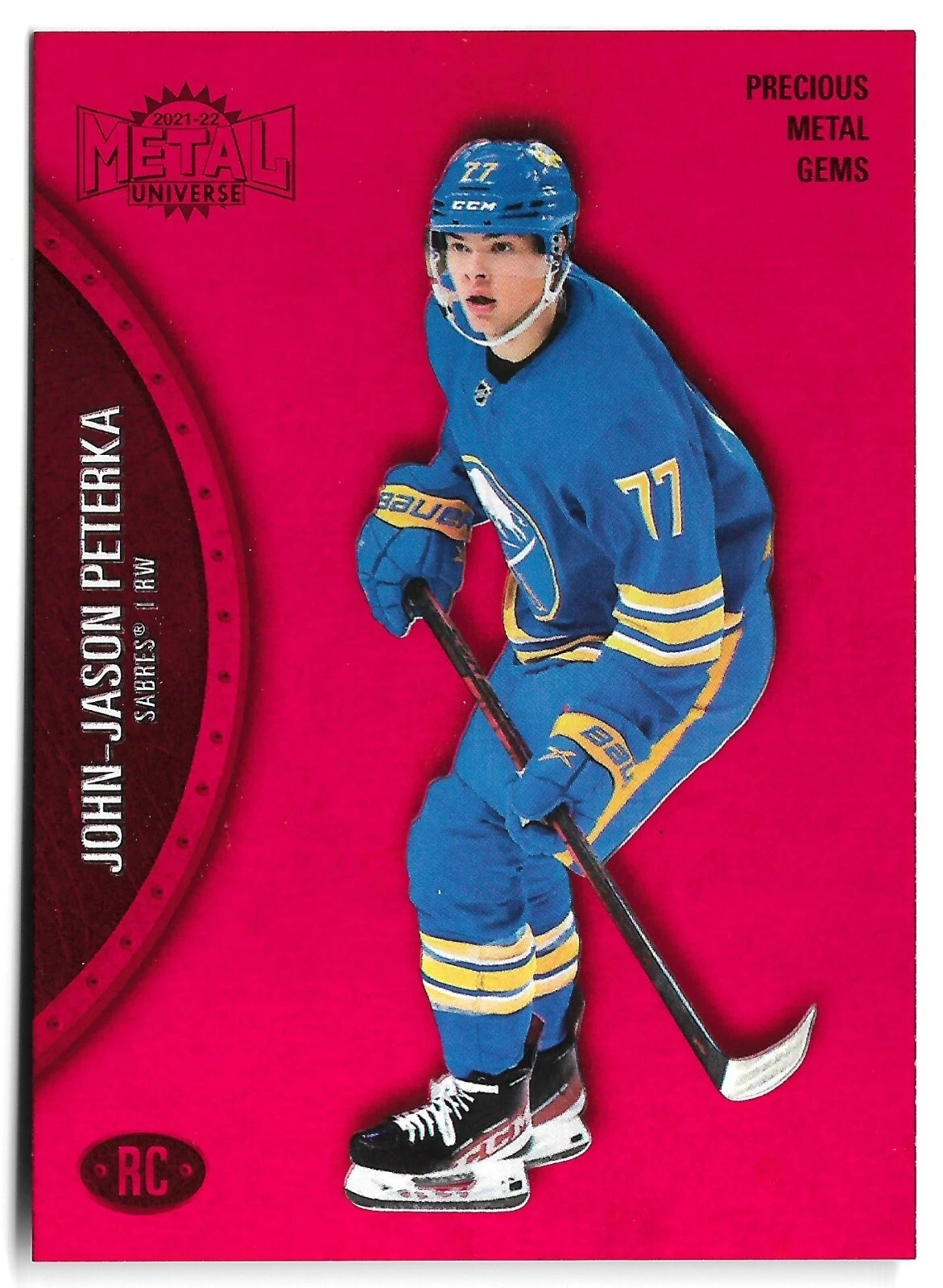 John Jason Peterka 2021-22 Skybox Metal Universe Precious Metal Gems Red /100
