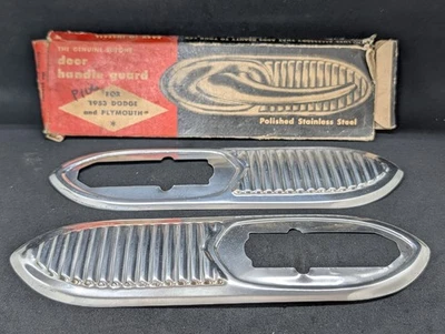Nuevo de Lote Antiguo 1953 Dodge Plymouth Acero Pulido Manija de Puerta Protector Accesorio Foto 1 de 4