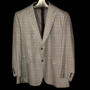 Ralph Lauren Gray Houndstooth 100% Silk Blazer Sport Coat Jacket Sz 48L Long - Picture 1 of 17