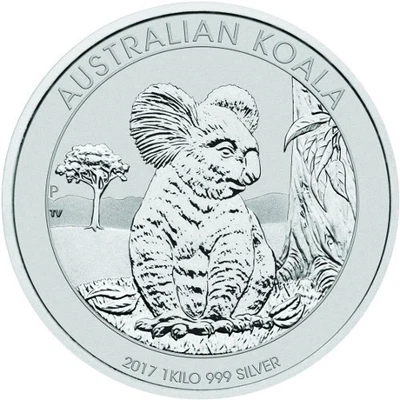 Moneda koala de plata australiana 2017 de 1 kilo (BU) Foto 1 de 3