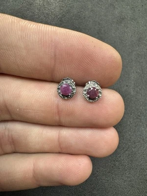 Lote de joyas aretes vintage de plata de ley 925 rubí de 1,1 g B Foto 1 de 4