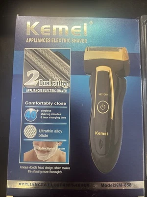Barbeador elétrico Kemei KM-858, sem fio, úmido\seco, (frete grátis) - Imagem 1 de 3