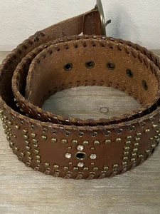 Cinturón Abercrombie & Fitch Mujer Medio Ancho Marrón Cuero Boho Tachuelas Festival YTK - Imagen 1 de 10