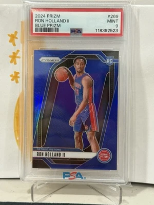 2024-25 Panini Prizm Ron Holland II True Blue Prizm /199 RC Pistons #269 PSA 9 - Image 1 of 2