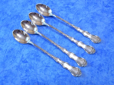 4 cucharas de té helado de plata esterlina Strasbourg by Gorham 7 5/8 nunca usadas 147 g Foto 1 de 4