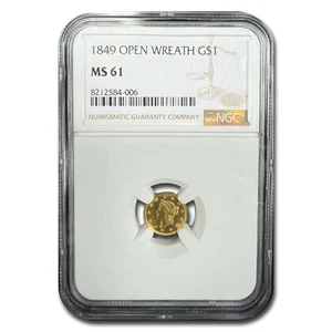 1849 $1 Liberty Head Gold MS-61 NGC (Open Wreath) - Picture 1 of 3