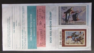 RW57 - 1990 Federal Duck Stamp on Montana Hunting License - Picture 1 of 2