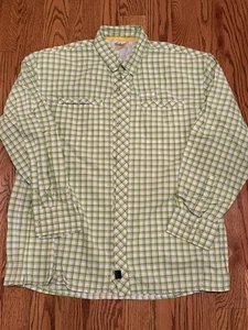 Usada en Excelente Condición Camisa de Pesca Cabela's Para Hombres Verde Blanco A Cuadros Manga Larga Bolsillos Ventilados XL - Imagen 1 de 9