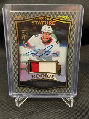 2024-25 Upper Deck Stature Rookie Auto Patch Ridly Greig #29/49 Senators - Image 1 of 2