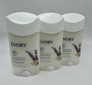 Brand NEW Ivory 24 Hour Gentle Deodorant Hint of Lavender 2.4 Ounce (Pack of 3) - Picture 1 of 2