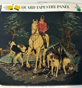 Vintage Jacquard Wandteppich Jagd Pferd Szene Englisch Traditionell Panel Kunst Wand - Bild 1 von 5