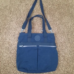 Borsa a tracolla Kipling Tote Bag in blu navy 15x15" tasche multitzip buona  - Foto 1 di 8
