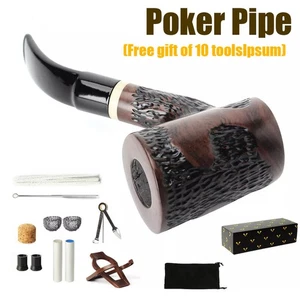 Pokerpfeife Holz Handarbeit geschnitzt Smoking Pipe & gratis 10 Werkzeuge Handarbeit Holz - Bild 1 von 12