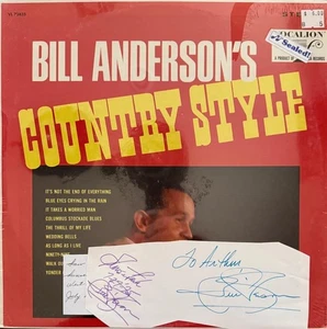 BILL ANDERSON "S HANDSIGNIERTES AUTOGRAMM LP ALBUM "COUNTRY STYLE" - Bild 1 von 2