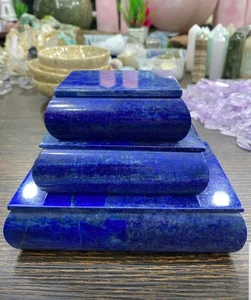 Lapis Lazuli Jewelry Box Set Unique Decorative Gemstone Carved Boxes 3 Boxes - Picture 1 of 6