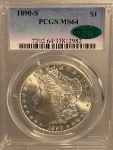 1890 S Pre 21 Morgan dollaro d'argento PCGS MS-64 - Foto 1 di 2
