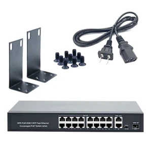 16+2+1 Port POE Switch 10/100Mbps 802.3af/at AC100-240V RJ45 Wide Compatibility - Photo 1/19