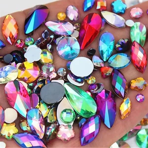 1000 Stck. AB bunte Strasssteine Kristall Edelsteine, Flatback Acryl Edelstein Schmuck, - Bild 1 von 7