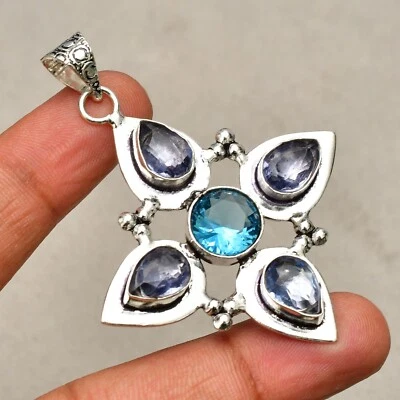 Ciondolo gioiello in argento sterling 925 fatto a mano con pietra preziosa am... - Immagine 1 di 4