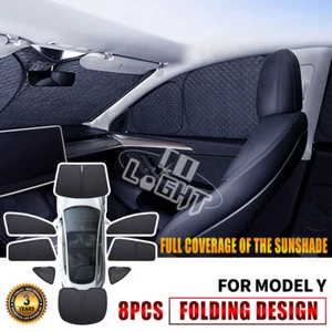 8x Full Side Windows Sun Shade Privacy Covers SuperThick For 20-24 Tesla Model Y - Picture 1 of 9