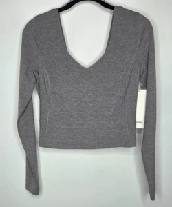 Nuevo Lululemon Talla 8 Align Manga Larga Recortado Gris Jaspeado HCMG Nuevo con Etiquetas - Imagen 1 de 8