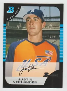 Tarjeta de novato Justin Verlander 2005 Bowman Draft #BDP129 SP RC CASI NUEVA-COMO NUEVA ver escaneos - Imagen 1 de 2