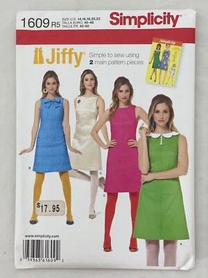 Simplicity 1609 R5 Misses' Retro 1960's Dress Pattern, 14, 16, 18, 20, 22, Uncut - Image 1 of 2