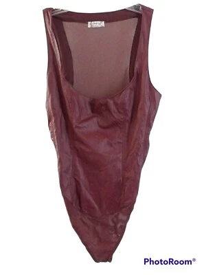 Body Free People Mujer S Sin Mangas Malla Trasera Cuero Look Frontal Foto 1 de 4