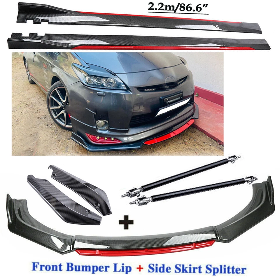Carbon Fiber Front Bumper Lip Spoiler + Side Skirt Rear For Toyota Prius V - Imagem 1 de 4