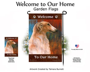 Welcome Garden Flag - White and Orange Borzoi 236C - Picture 1 of 1