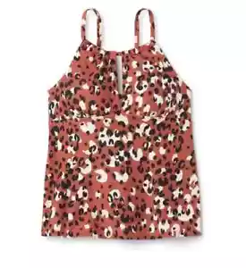 Kona Sol Womens Size M (8-10) Leopard Print High Neck Keyhole Tankini Swim Top - Picture 1 of 10