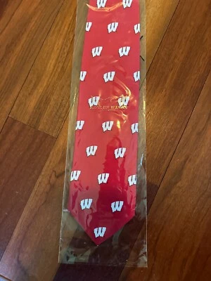 Silk Tie - University of Wisconsin - Badgers - Brand New - Image 1 of 4