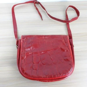 VINTAGE Red Clutch Leather Crossbody Evening Purse Sling SAKS FIFTH AVENUE ITALY - Picture 1 of 20