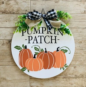 FALL Welcome Sign for Front Door Decoration Autumn Pumpkin Patch Greenery 15" - Picture 1 of 5