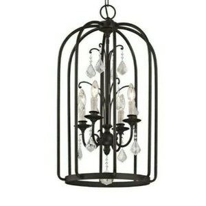 Aspen 4-Light Aged Bronze Cage Chandelier/Pendant Design with K9 Crystal Accent - Picture 1 of 3