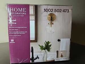Home Decorators Collection 1-Light Matte Black and Antique Gold Wall Sconce - Picture 1 of 4