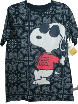 YOUTH BOY'S PEANUTS SNOOPY (JOE COOL) NAVY BLUE T-SHIRT SIZE L 10-12 (NWT) - Image 1 of 2