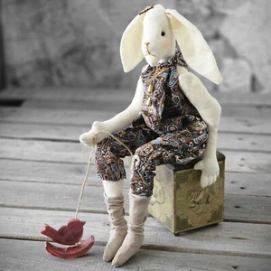 Coniglietto artistico vintage 40 cm coniglietto in tessuto coniglietto morbido antico nostalgia coniglietto fatto a mano - Foto 1 di 4