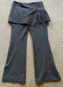 Zara Gray High Waisted Flare Pants W Box Pleat Skirt & Slit Hems, NWOT Sz XL - Picture 1 of 15