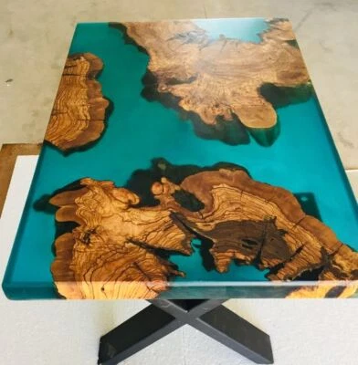 Glossy Epoxy Resin Acacia Table Top Custom Order For Living Room Furniture Decor - Image 1 of 2