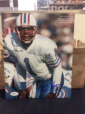 Warren Moon signed 8x10 photo JSA SOA autograph Houston Oilers - Image 1 of 3